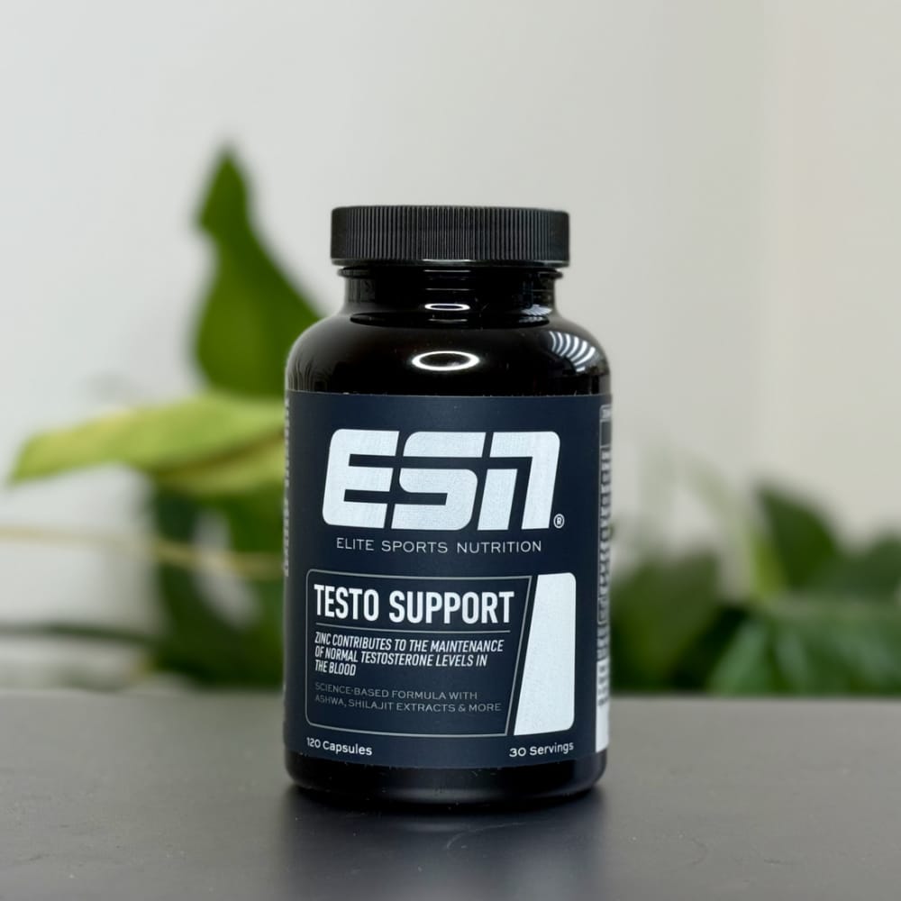 ESN Testo Support Dose auf dem Tisch bei Supplement-Bewertung.com 